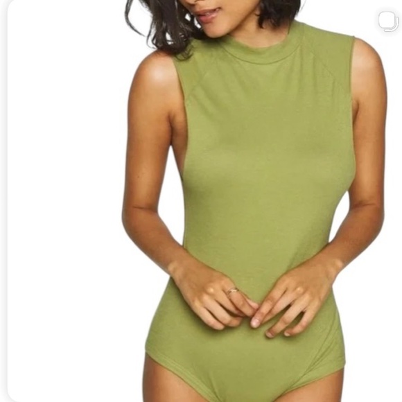 Free People Green Sleeveless Bodysuit with Snap Closure - Picture 1 of 2
